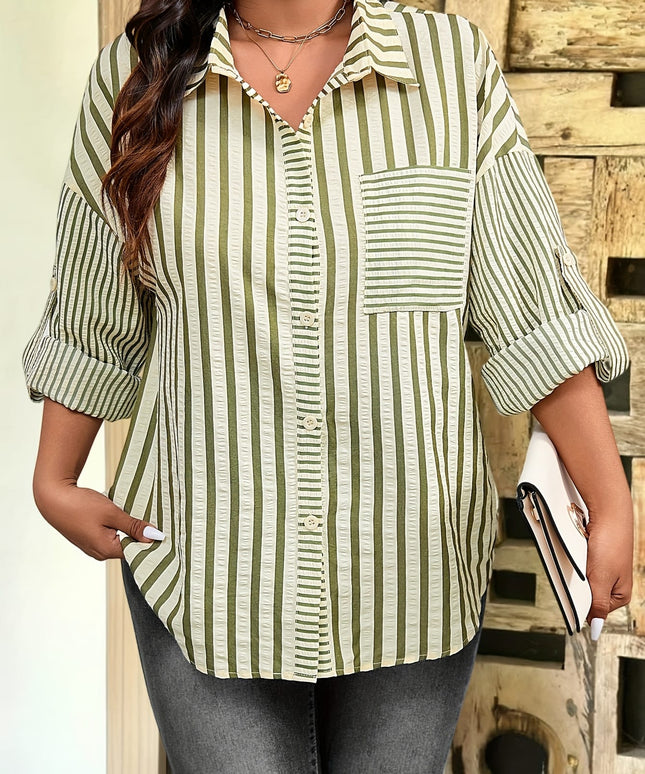 jkthpu-45 Plus Size - Plus Size Women'S Casual Striped