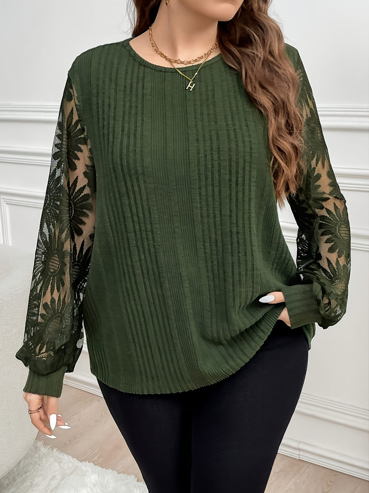jkthpu-45 Plus Size, Plus Size Women's Elegant Long Sleeve