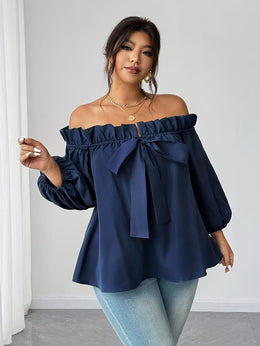 jkthpu-45 Plus Size, Plus Size Women's Elegant Off-Shoulder Boat