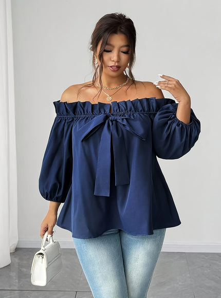jkthpu-45 Plus Size, Plus Size Women's Elegant Off-Shoulder Boat