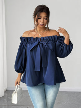 jkthpu-45 Plus Size, Plus Size Women's Elegant Off-Shoulder Boat