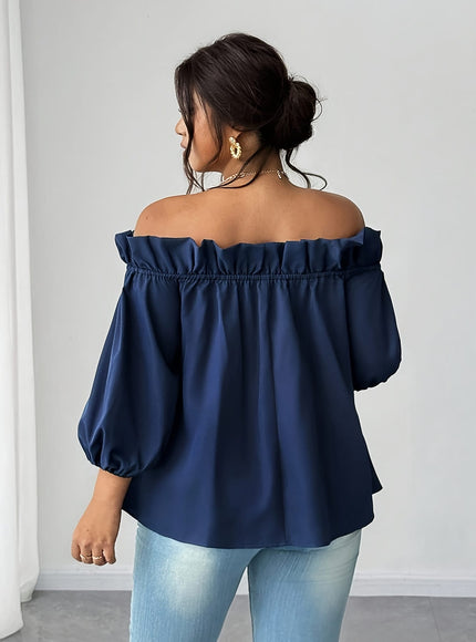 jkthpu-45 Plus Size, Plus Size Women's Elegant Off-Shoulder Boat
