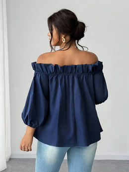jkthpu-45 Plus Size, Plus Size Women's Elegant Off-Shoulder Boat