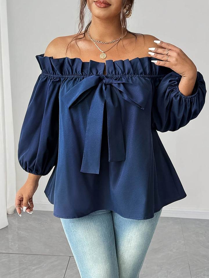 Plus Size, Plus Size Women's Elegant Off-Shoulder Boat