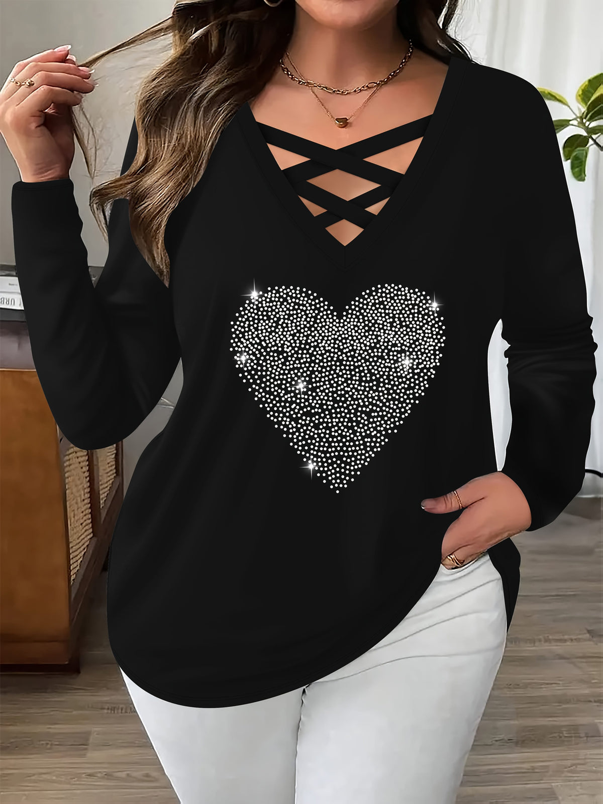 jkthpu-45 Plus Size - Plus Size Women'S Elegant Rhinestone