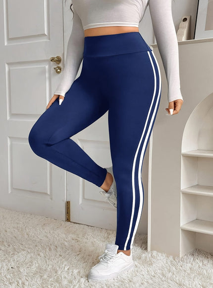 jkthpu-45 Plus Size, Plus Size Women's High-Waisted Side Stripe