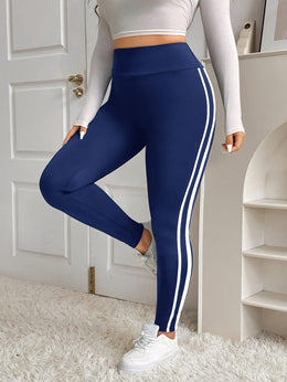 jkthpu-45 Plus Size, Plus Size Women's High-Waisted Side Stripe