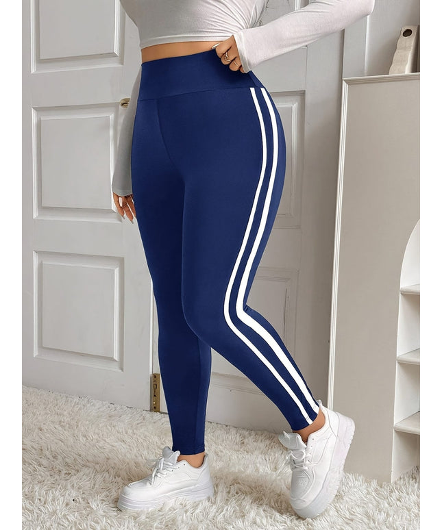 jkthpu-45 Plus Size, Plus Size Women's High-Waisted Side Stripe