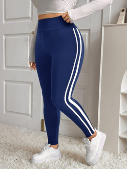 jkthpu-45 Plus Size, Plus Size Women's High-Waisted Side Stripe