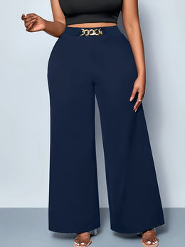 jkthpu-45 Plus Size, Plus Size Women's High-Waisted Wide-Leg Pants