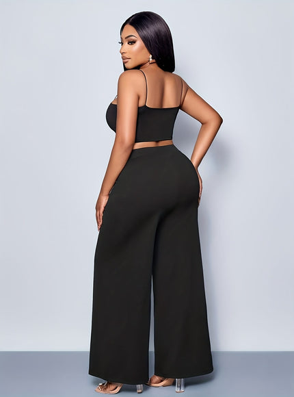 jkthpu-45 Plus Size, Plus Size Women's High-Waisted Wide-Leg Pants
