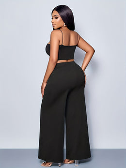 jkthpu-45 Plus Size, Plus Size Women's High-Waisted Wide-Leg Pants