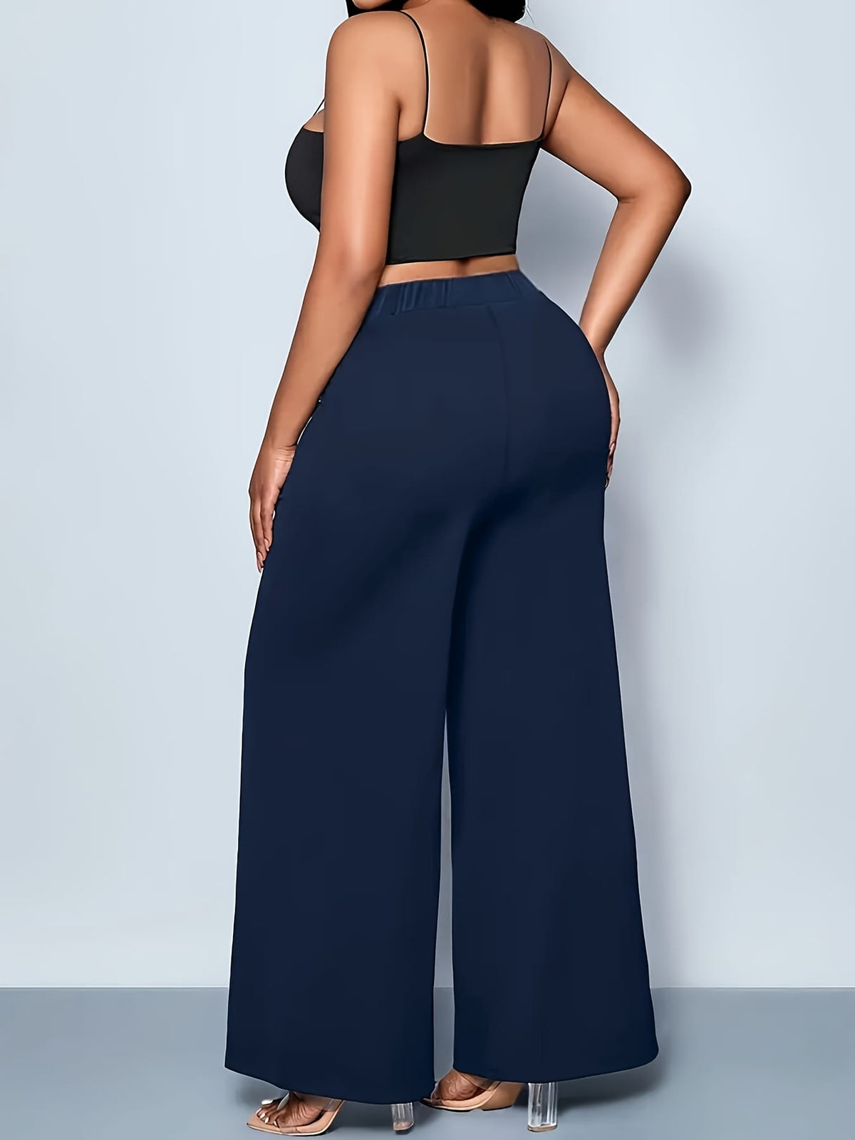 jkthpu-45 Plus Size, Plus Size Women's High-Waisted Wide-Leg Pants