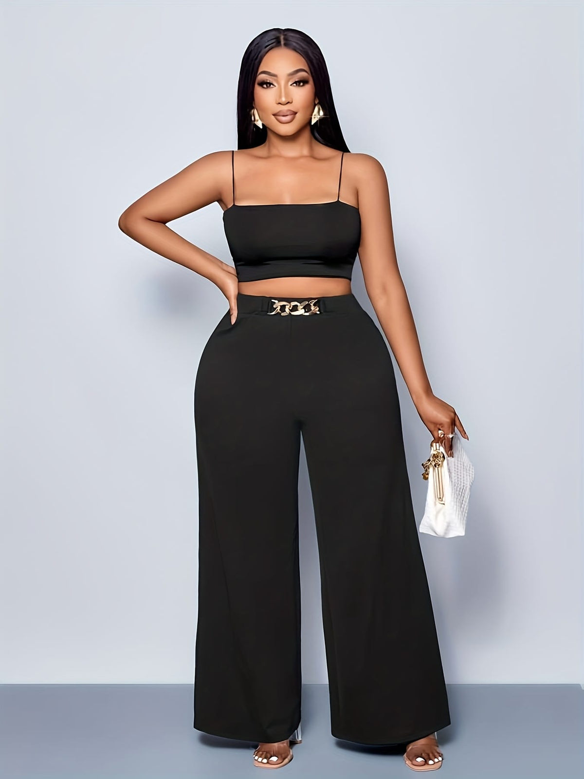 jkthpu-45 Plus Size, Plus Size Women's High-Waisted Wide-Leg Pants