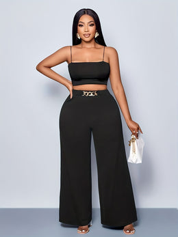 jkthpu-45 Plus Size, Plus Size Women's High-Waisted Wide-Leg Pants