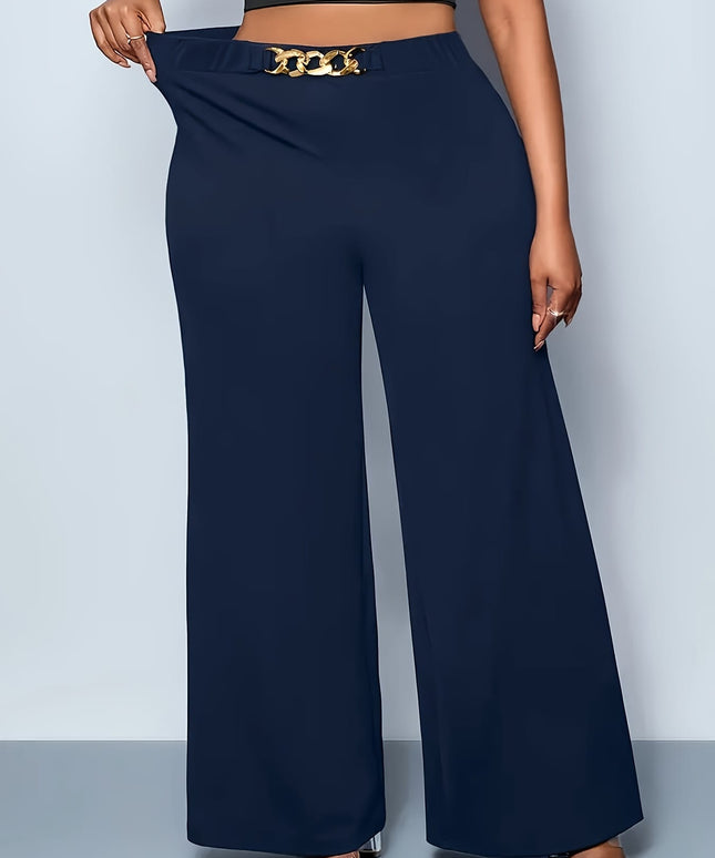 jkthpu-45 Plus Size, Plus Size Women's High-Waisted Wide-Leg Pants