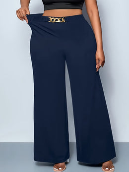 jkthpu-45 Plus Size, Plus Size Women's High-Waisted Wide-Leg Pants