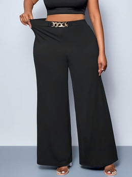 jkthpu-45 Plus Size, Plus Size Women's High-Waisted Wide-Leg Pants