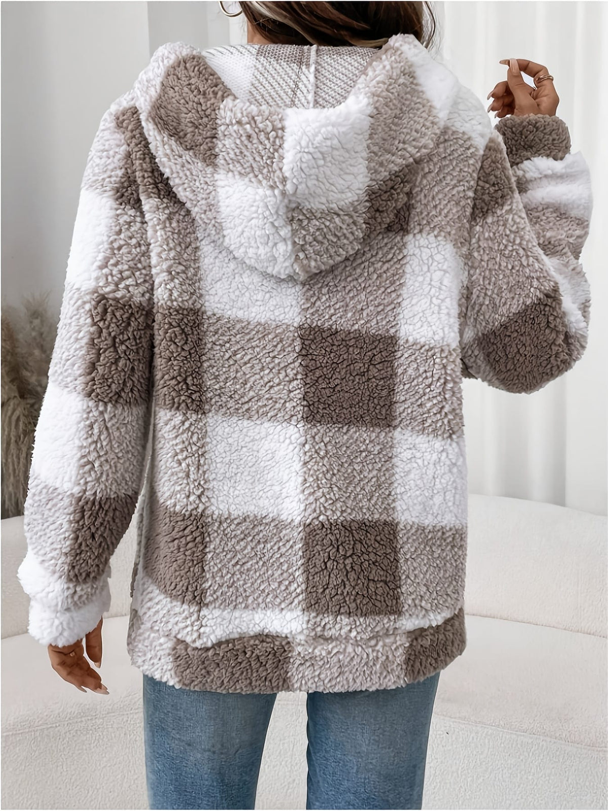 jkthpu-45 Plus Size - Plus Size Women'S Plaid Hoodie