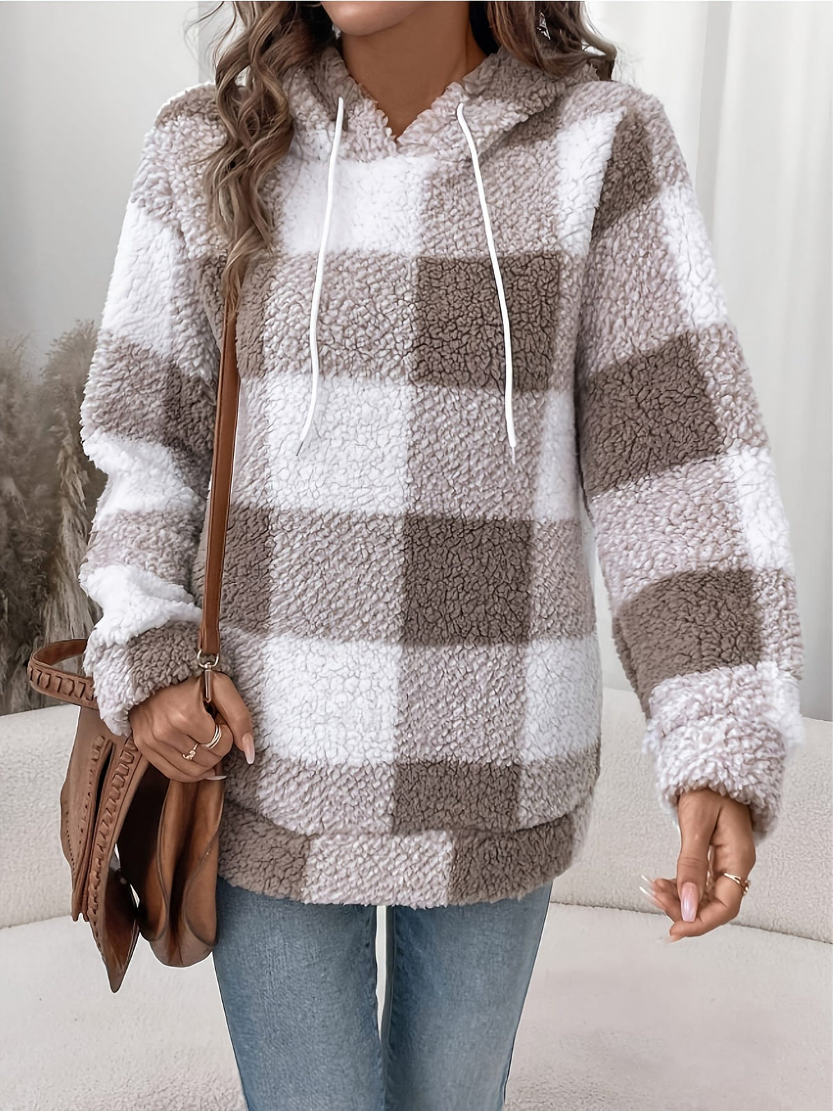 jkthpu-45 Plus Size - Plus Size Women'S Plaid Hoodie