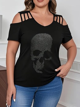 jkthpu-45 Plus Size, Plus Size Women's Rhinestone-Embellished Heart Design