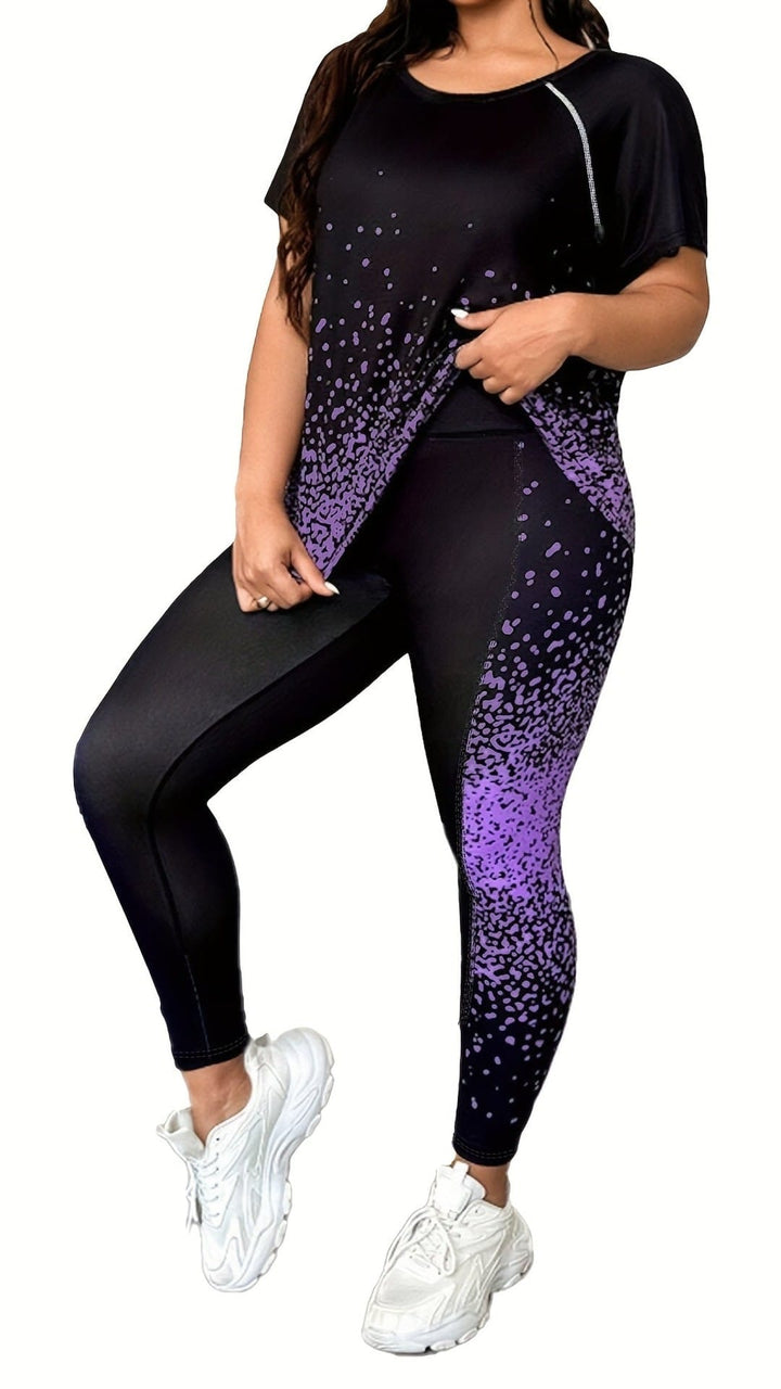 Plus Size Printed Athleisure TwoPiece Set