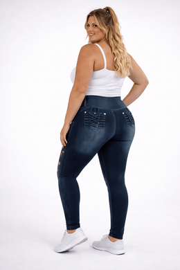 KissICON Plus Size Printed Denim Look Leggings – Stretchy High Waist
