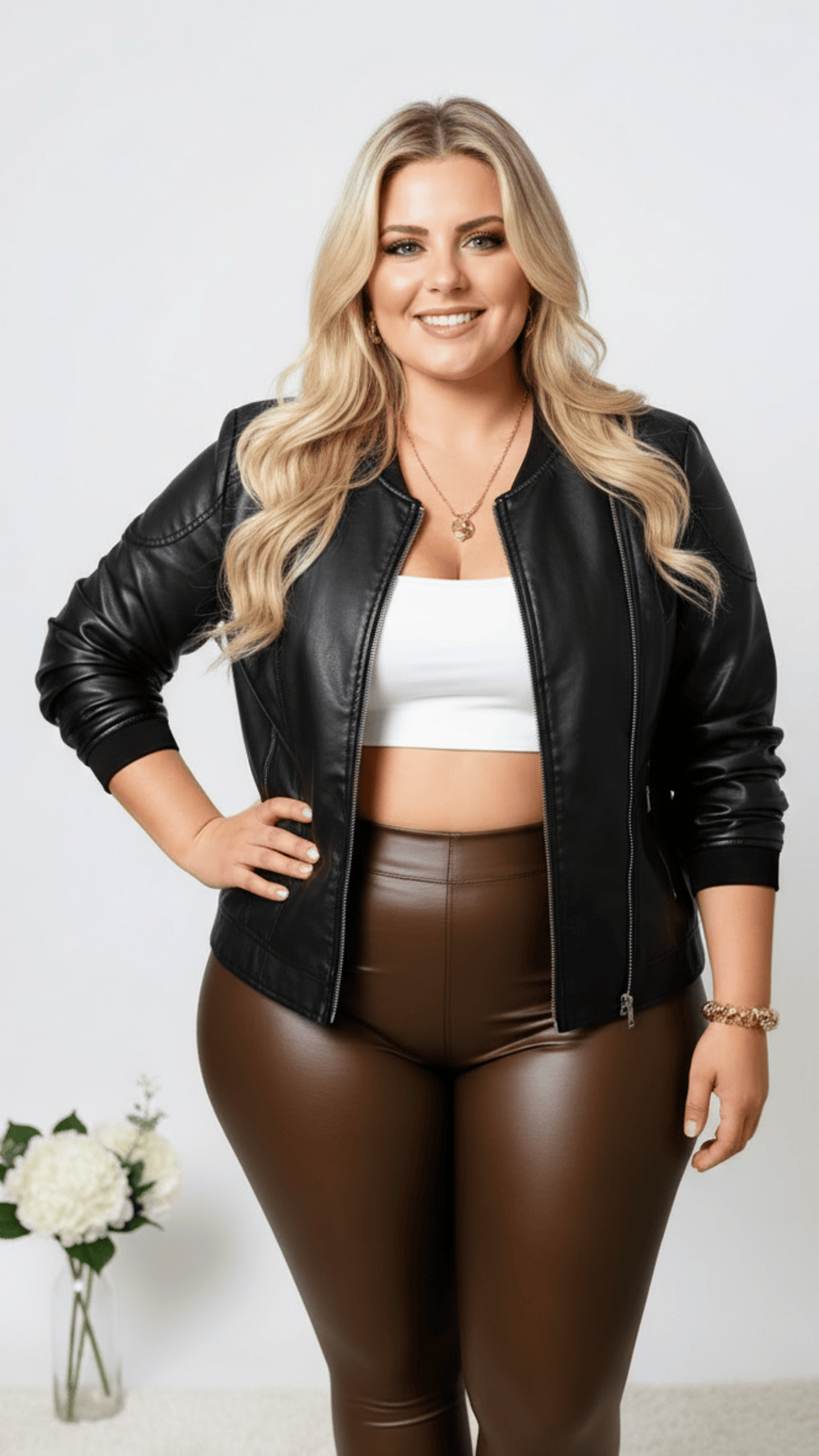 jkthpu-45 Plus Size PU Leather SpringAutumn Biker Jacket