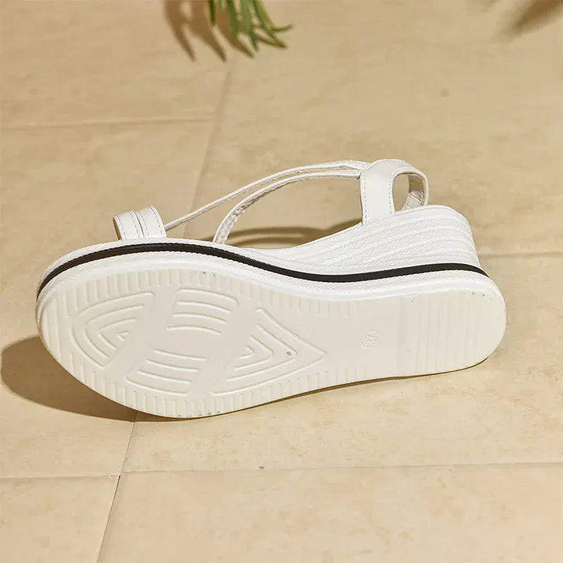 KissICON Plus Size Pu Leather Wedges Sandals for Women