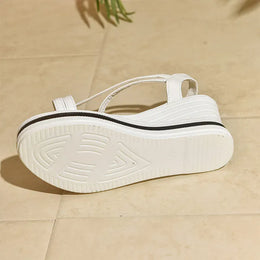 KissICON Plus Size Pu Leather Wedges Sandals for Women