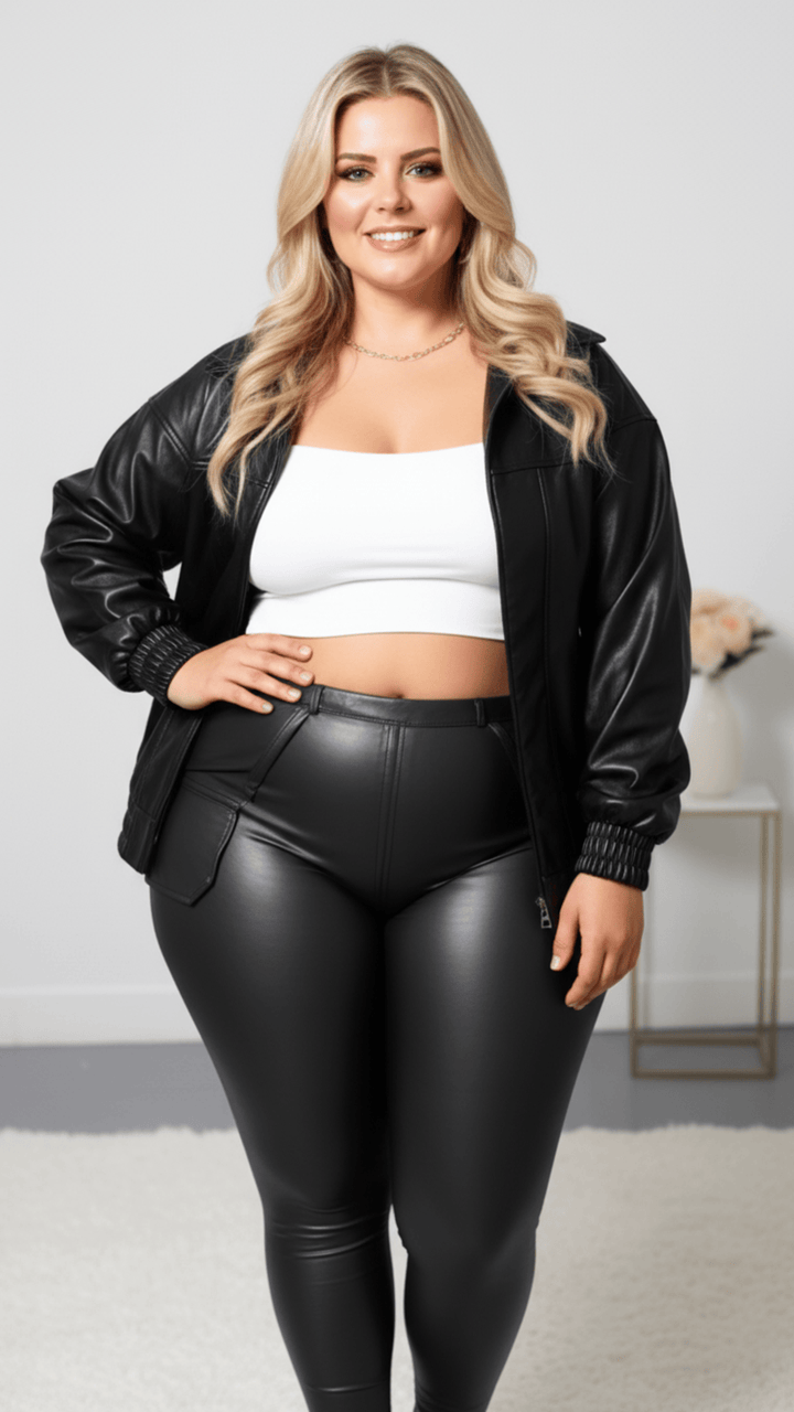 Plus Size Retro PU Biker Jacket AutumnWinter Chic Commute
