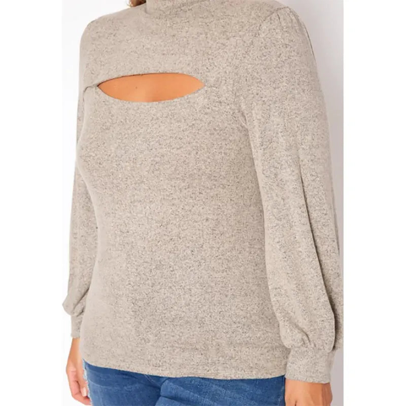 Dropshipman Plus Size Roll Neck Hollow Out Sweater – Loose Warm Pullover