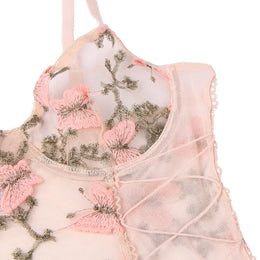 KissICON Plus Size Romantic Butterfly Women Bra and Panties Erotic Embroidery Underwear Set Erotic Sexy Lingerie Set