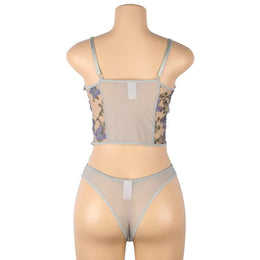KissICON Plus Size Romantic Butterfly Women Bra and Panties Erotic Embroidery Underwear Set Erotic Sexy Lingerie Set