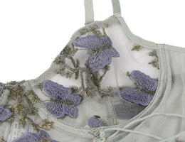 KissICON Plus Size Romantic Butterfly Women Bra and Panties Erotic Embroidery Underwear Set Erotic Sexy Lingerie Set