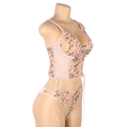 KissICON Plus Size Romantic Butterfly Women Bra and Panties Erotic Embroidery Underwear Set Erotic Sexy Lingerie Set