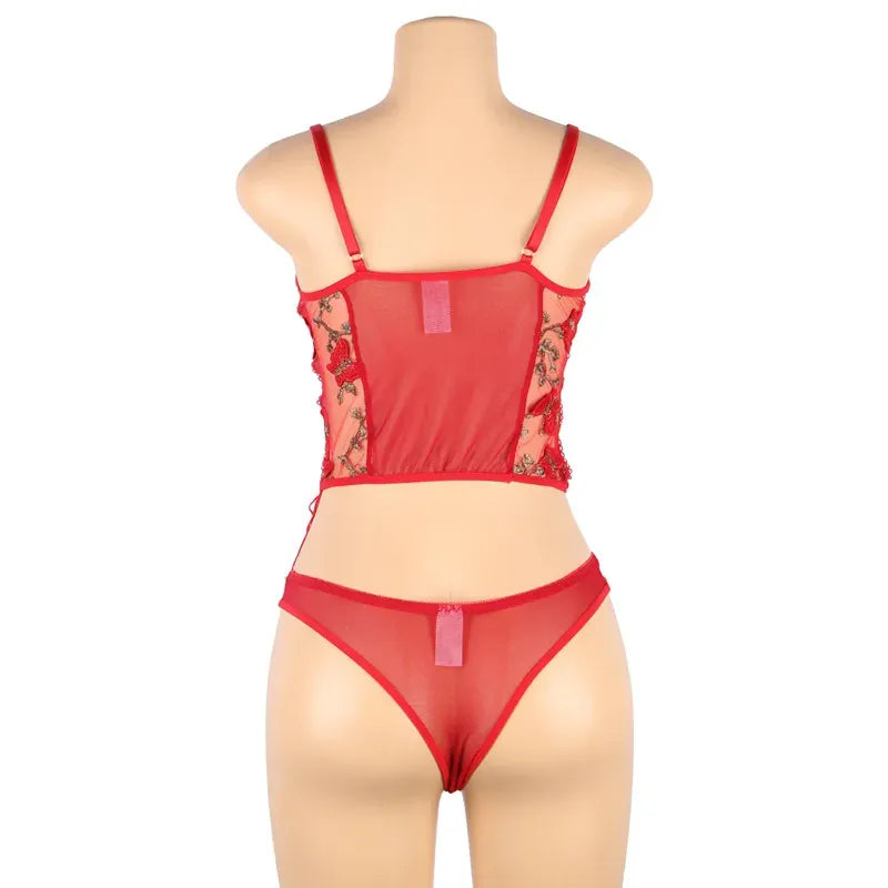 KissICON Plus Size Romantic Butterfly Women Bra and Panties Erotic Embroidery Underwear Set Erotic Sexy Lingerie Set