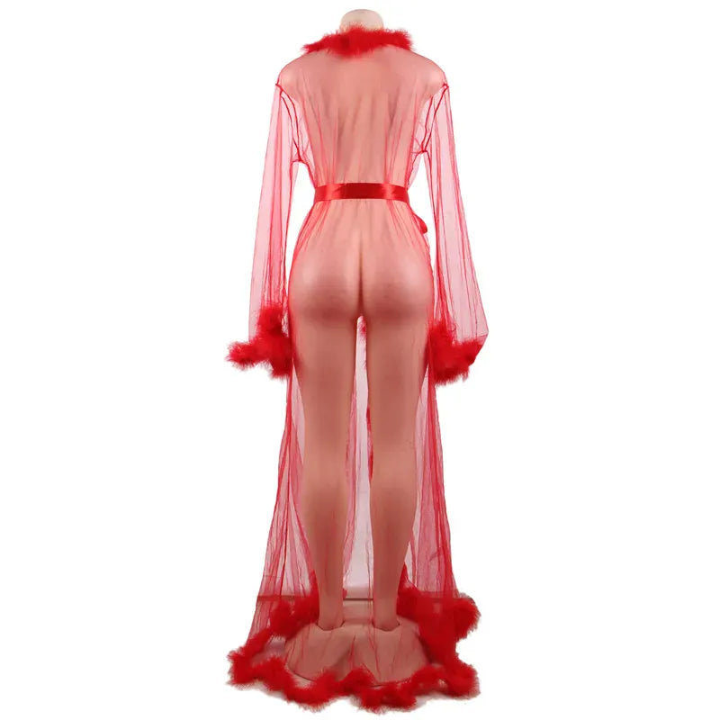 KissICON Plus size romantic pajamas with plush rolled edges Luxury  sexy nightgown night wear Sleepwear for Ladies