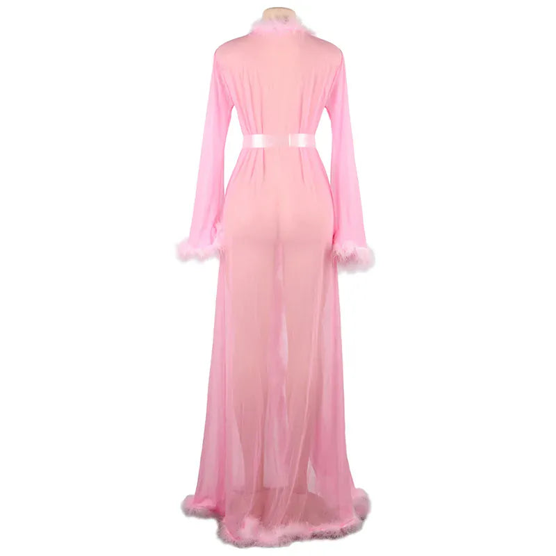 KissICON Plus size romantic pajamas with plush rolled edges Luxury  sexy nightgown night wear Sleepwear for Ladies