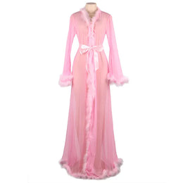 KissICON Plus size romantic pajamas with plush rolled edges Luxury  sexy nightgown night wear Sleepwear for Ladies