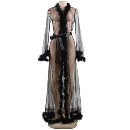 KissICON Plus size romantic pajamas with plush rolled edges Luxury  sexy nightgown night wear Sleepwear for Ladies