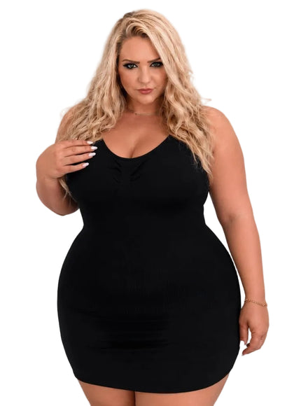 KissICON Plus Size Seamless Deep V Tummy Control Camisole Dress