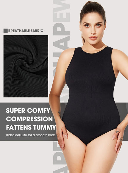 KissICON Shapewear Plus Size Seamless Shapewear Bodysuit Tummy Control Bust Support