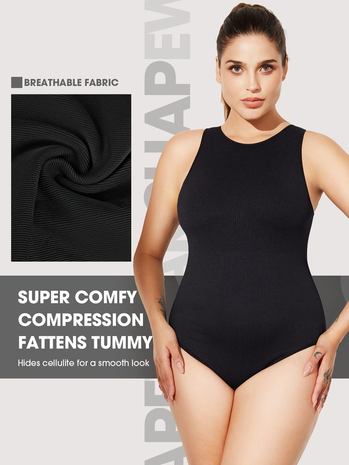 KissICON Shapewear Plus Size Seamless Shapewear Bodysuit Tummy Control Bust Support