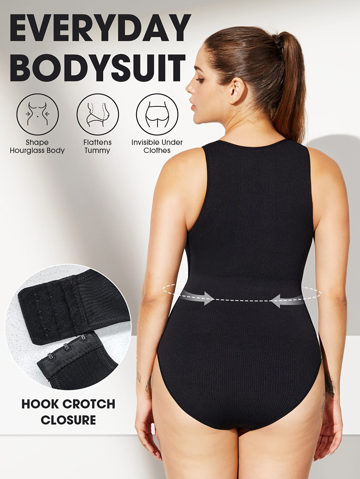KissICON Shapewear Plus Size Seamless Shapewear Bodysuit Tummy Control Bust Support