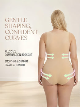 KissICON Shapewear Plus Size Seamless Tummy Control Bodysuit | Black & Pale Pink | Machine Washable