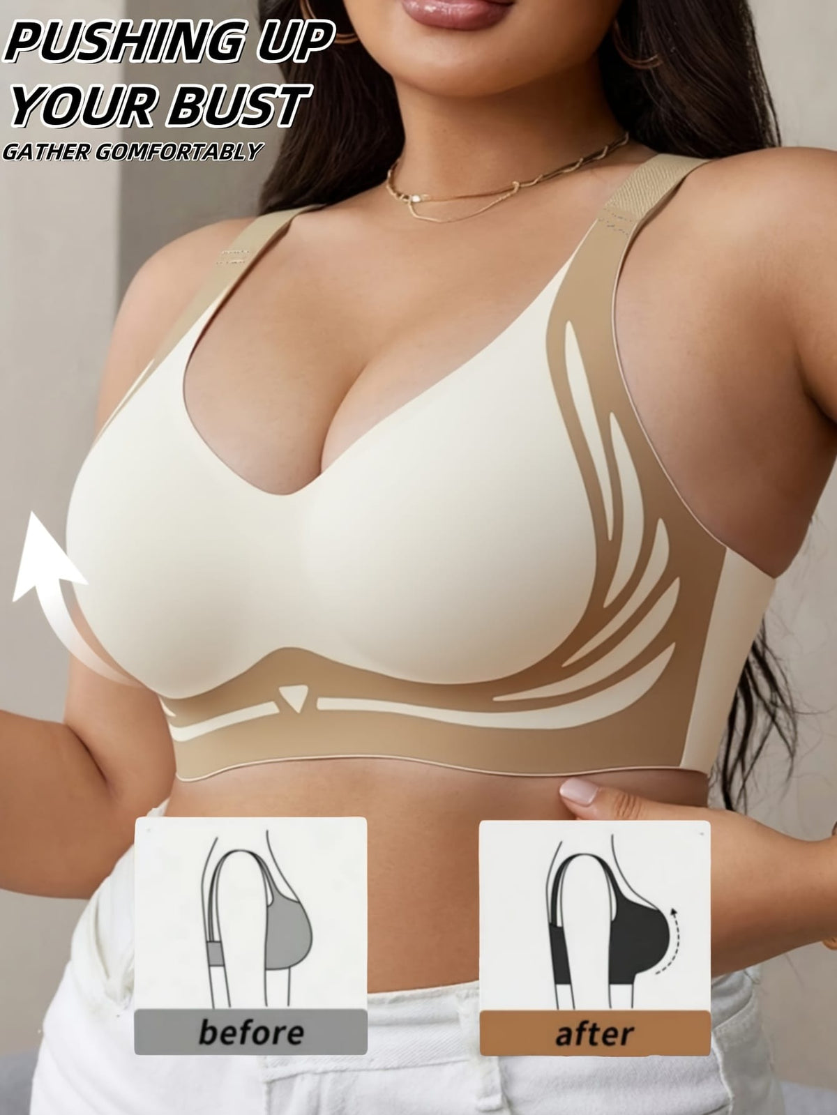 KissICON Plus-size Seamless Wireless Bra – Designed Featuring Lift