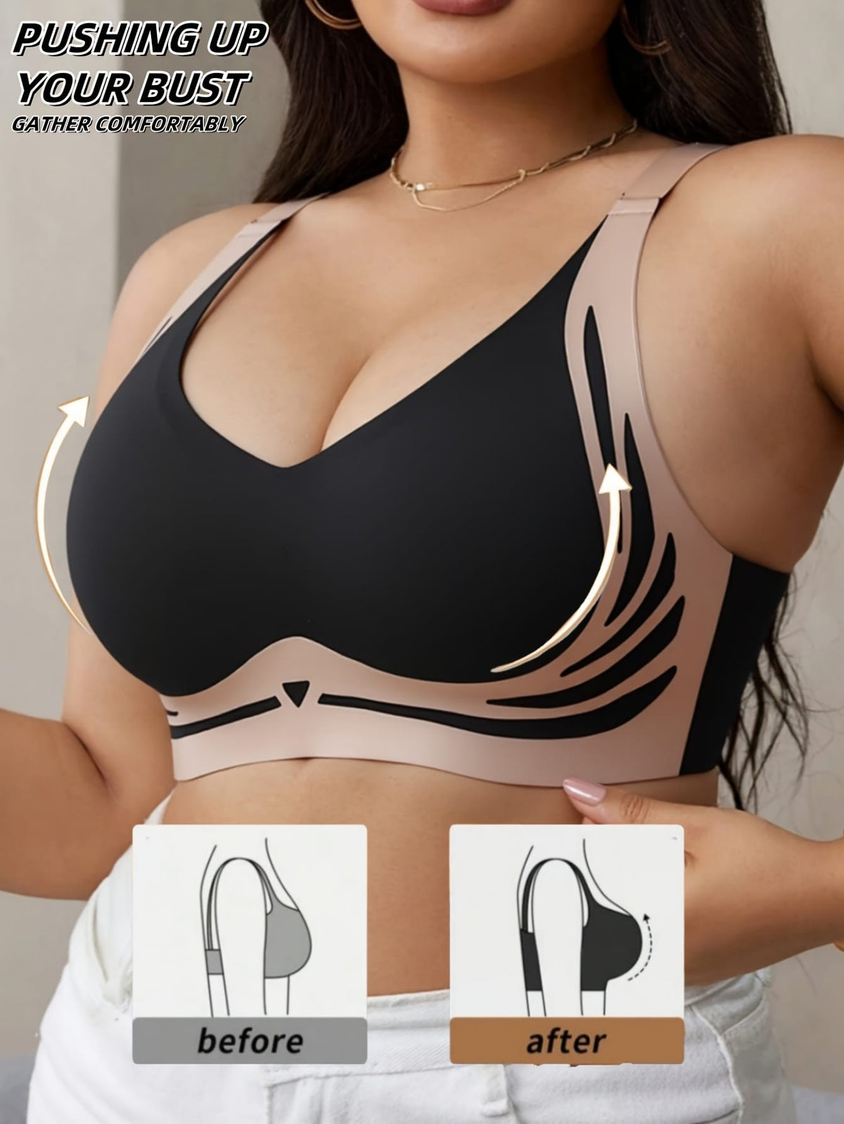 KissICON Plus-size Seamless Wireless Bra – Designed Featuring Lift