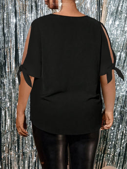 jkthpu-45 Plus Size Sequin VNeck OffShoulder Party Top