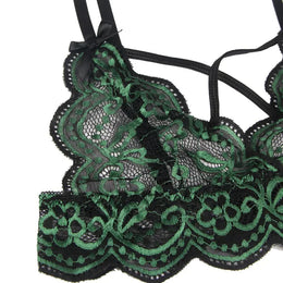 KissICON plus size sexy lingerie lace cross band embroidery decoration sexy bra panties lingerie set wholesale from M-5XL